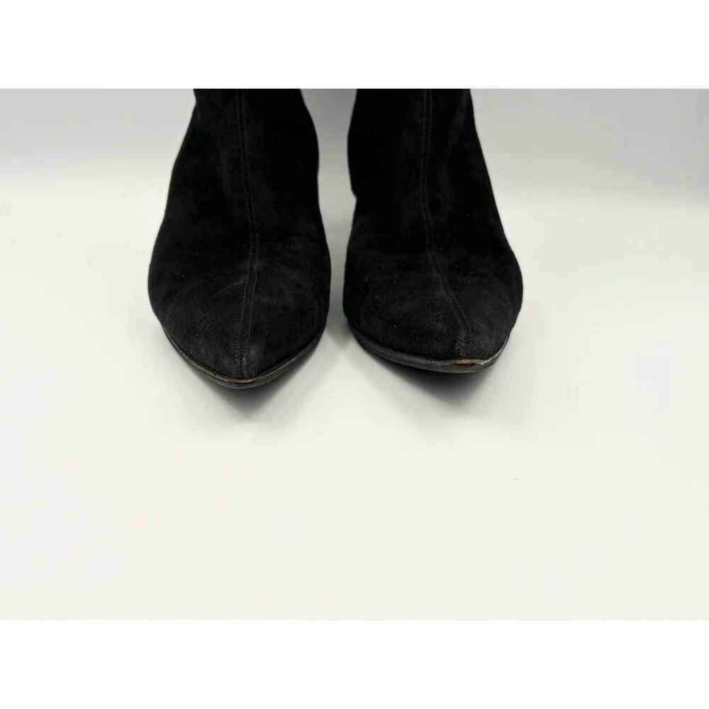 Gucci Black Suede Pointed Toe Knee High Boots Vintage Size EU 35.5